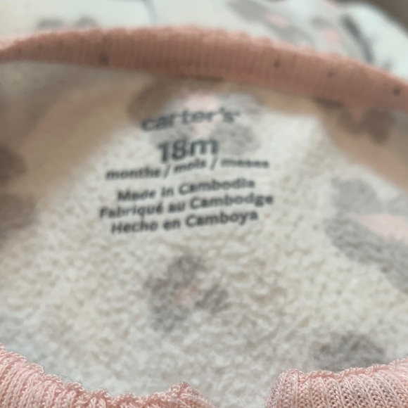 Carters Floral Pink and Gray Kids One Piece - Picture 2 of 2